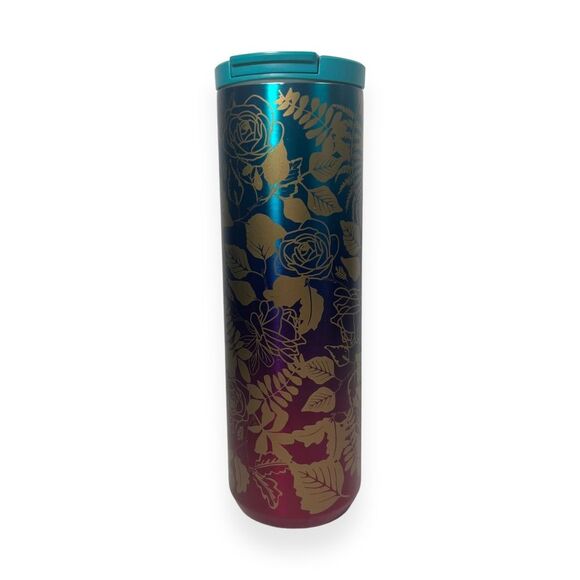 Starbucks Fall 2020 Teal Berry Rose Insulated Stainless Steel Tumbler 16oz - Picture 2 of 7